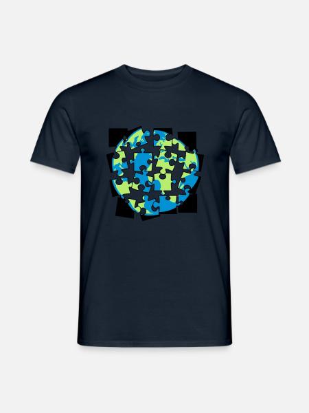 Jorden pussel delar pussel pussel bygga spi - T-shirt herr - marinblå