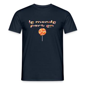 Le monde part en sucette - T-shirt homme - marine - Devant - AI Model Male 178 light (178cm)