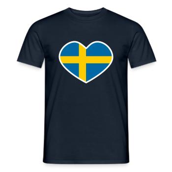 Schwedisches Herz - Männer T-Shirt - Navy - Vorne - AI Model Male 178 light (178cm)