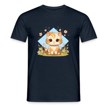 Chat - T-shirt homme - marine - Devant - AI Model Male 178 light (178cm)
