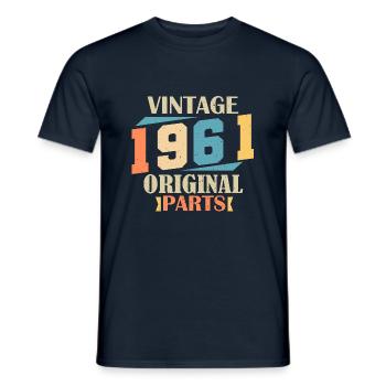 Mois 1961. Cadeau d'anniversaire 1961. 63 ans Birt - T-shirt homme - marine - Devant - AI Model Male 178 light (178cm)