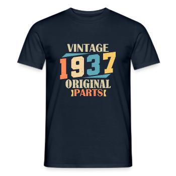 Mois 1937. Cadeau d'anniversaire 1937. 87 ans Birt - T-shirt homme - marine - Devant - AI Model Male 178 light (178cm)