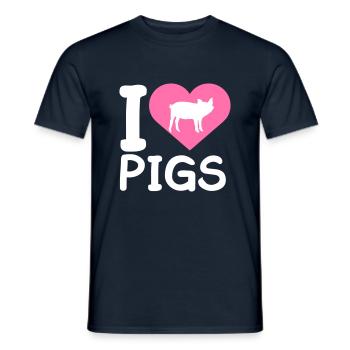 I Love Schweine Herz Schweinchen Silhouette Liebe - Männer T-Shirt - Navy - Vorne - AI Model Male 178 light (178cm)