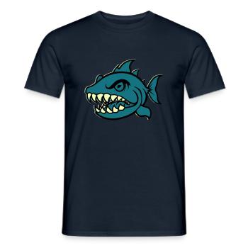 Piranha Bande dessinée Poisson - T-shirt homme - marine - Devant - AI Model Male 178 light (178cm)