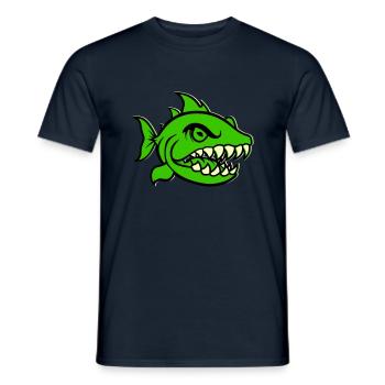 Piranha Bande dessinée Poisson - T-shirt homme - marine - Devant - AI Model Male 178 light (178cm)