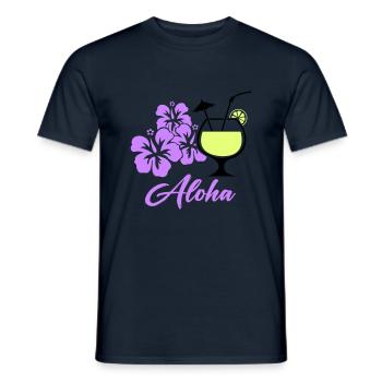 Hawaii Hibiscus Cocktail Aloha - Men's T-Shirt - navy - Front - AI Model Male 178 light (178cm)