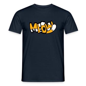 Meow Cat Comic Text Meow Funny Cartoon Quote - Men's T-Shirt - navy - Front - AI Model Male 178 light (178cm)