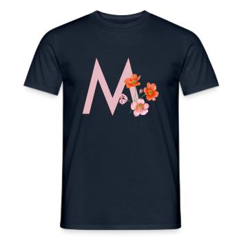 M mit Blumen - Männer T-Shirt - Navy - Vorne - AI Model Male 178 light (178cm)
