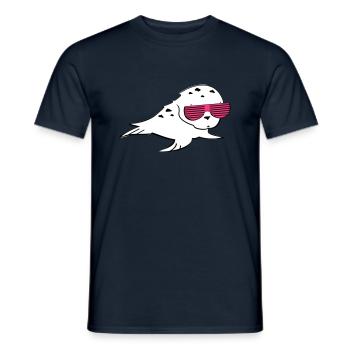 Robbe mit Shutter Shades - Männer T-Shirt - Navy - Vorne - AI Model Male 178 light (178cm)