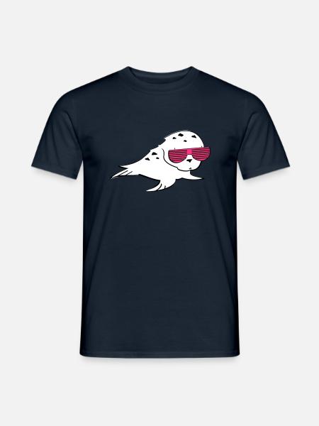 Robbe mit Shutter Shades - Männer T-Shirt - Navy