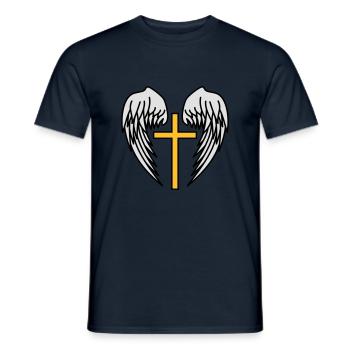 Holy Cross Jesus Christ Wings Angel Heaven - Men's T-Shirt - navy - Front - AI Model Male 178 light (178cm)