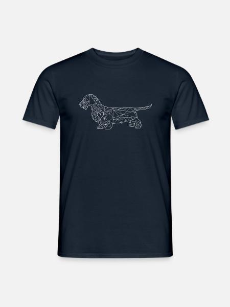 Rough-haired Dachshund line drawing - Men's T-Shirt - navy