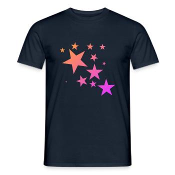 Pink Orange Bunte Sterne Sternenteppich Muster - Männer T-Shirt - Navy - Vorne - AI Model Male 178 light (178cm)