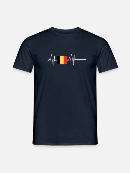Vlag van België Heartbeat - Heren T-shirt - navy