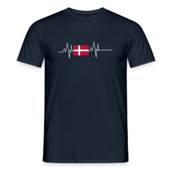 Danemark Flag Heartbeat - T-shirt homme - marine - Devant - AI Model Male 178 light (178cm)