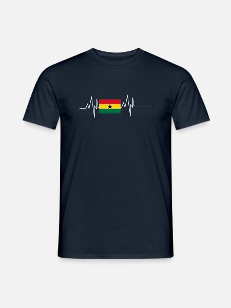 Ghana Flag Heartbeat - Men's T-Shirt - navy