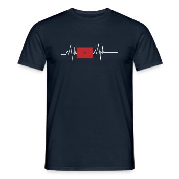 Marokko Flagge Herzschlag - Männer T-Shirt - Navy - Vorne - AI Model Male 178 light (178cm)