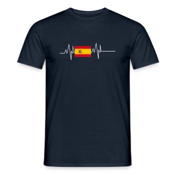Drapeau de l’Espagne Heartbeat - T-shirt homme - marine - Devant - AI Model Male 178 light (178cm)