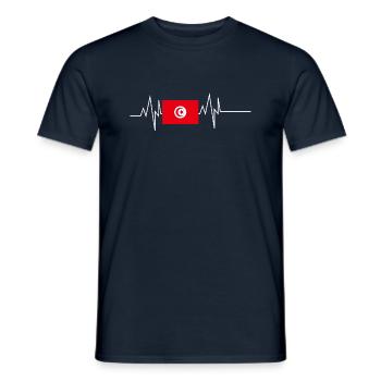 Drapeau tunisien battement de cœur - T-shirt homme - marine - Devant - AI Model Male 178 light (178cm)