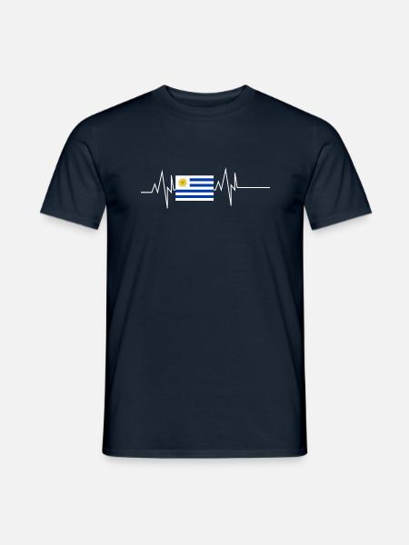 Uruguay Flagge Herzschlag - Männer T-Shirt - Navy