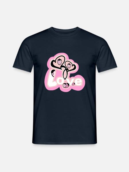 Liebe - Erdbeeren - Männer T-Shirt - Navy