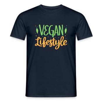 Mode de vie végétalien - T-shirt homme - marine - Devant - AI Model Male 178 light (178cm)