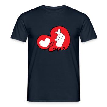 LOVE doigt coeur typo 3 - T-shirt homme - marine - Devant - AI Model Male 178 light (178cm)