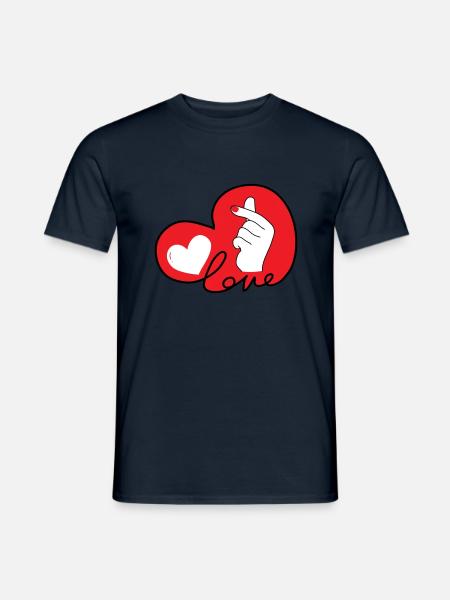 LOVE dito cuore typo 3 - T-shirt uomo - navy