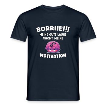 Motivation und gute Laune Emoji - Lustiger Spruch - Männer T-Shirt - Navy - Vorne - AI Model Male 178 light (178cm)