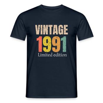 Jahrgang 1991 Limitierte Auflage - Männer T-Shirt - Navy - Vorne - AI Model Male 178 light (178cm)