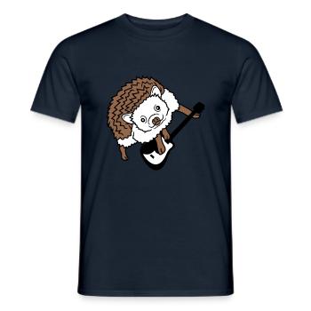 Cooler Igel Spielt Süß Gitarre Musik Gitarrist Fun - Männer T-Shirt - Navy - Vorne - AI Model Male 178 light (178cm)