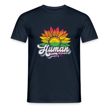 Human Sunflower Rainbow LGBTQ Pride Flag - Men's T-Shirt - navy - Front - AI Model Male 178 light (178cm)
