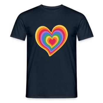 Regenbogen-Herz - Männer T-Shirt - Navy - Vorne - AI Model Male 178 light (178cm)