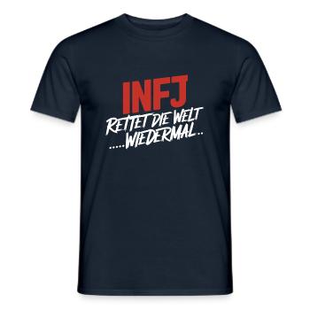 INFJ rettet wiedermal die Welt - MBTI-Typen - Männer T-Shirt - Navy - Vorne - AI Model Male 178 light (178cm)
