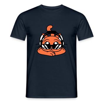 Coole DJ Katze Süßes Kätzchen Haustier Party Spaß - Männer T-Shirt - Navy - Vorne - AI Model Male 178 light (178cm)