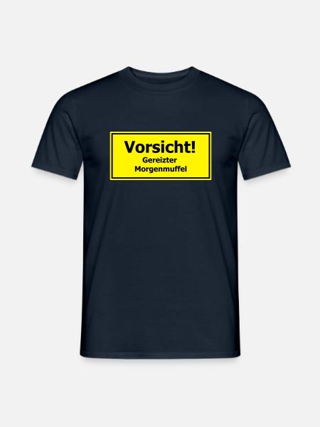 Vorsicht! Gereizter Morgenmuffel - Männer T-Shirt - Navy