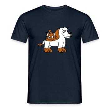 Chien Chat Deux Amis Équipe Chaton 2 Duo Équipage - T-shirt homme - marine - Devant - AI Model Male 178 light (178cm)