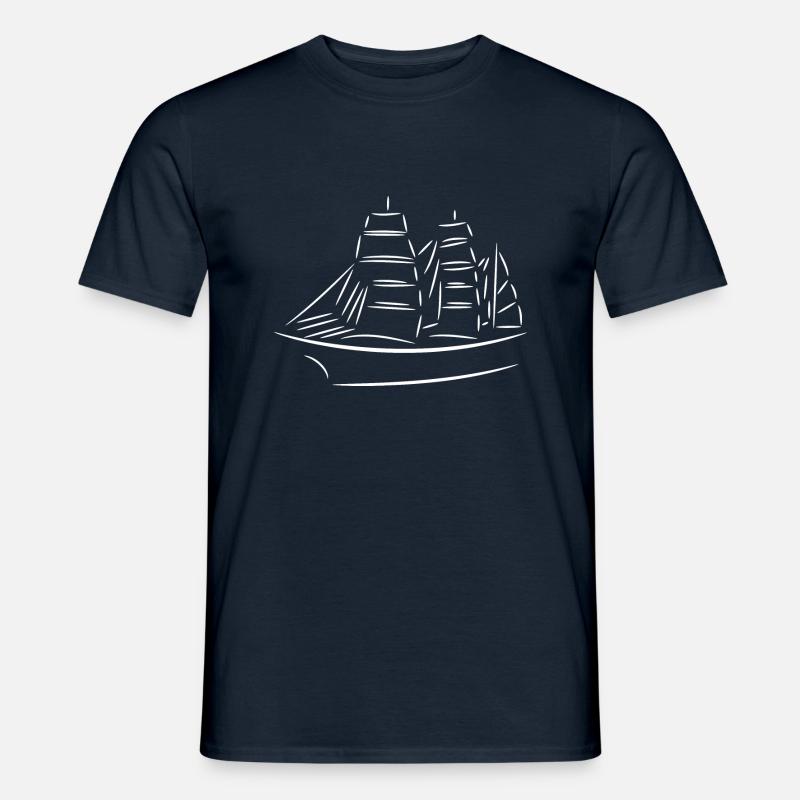 Segelschiff, Boot - Männer T-Shirt - Navy