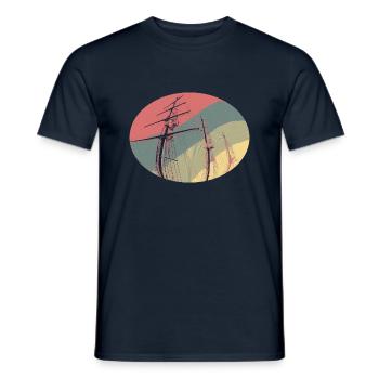 Schiff durch Fernglas im maritimen retro Look - Männer T-Shirt - Navy - Vorne - AI Model Male 178 light (178cm)