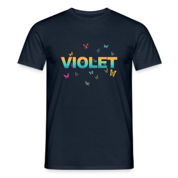 Violet - Beautiful name with butterflies - Men's T-Shirt - navy - Front - AI Model Male 178 light (178cm)