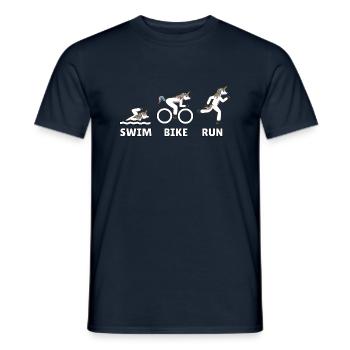 Triathlon Einhorn als Geschenkidee für Triathleten - Männer T-Shirt - Navy - Vorne - AI Model Male 178 light (178cm)