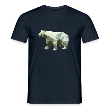 Ours, Polygone, Angulaire, Randonnée, Arbres, Animaux, Montagnes, Nature - T-shirt homme - marine - Devant - AI Model Male 178 light (178cm)