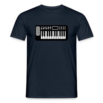 Synthesizer Keyboard Loud Techno DJ Music Party - Men's T-Shirt - navy - Front - AI Model Male 178 light (178cm)
