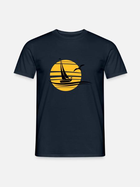 Voilier bateau soleil eau - T-shirt homme - marine