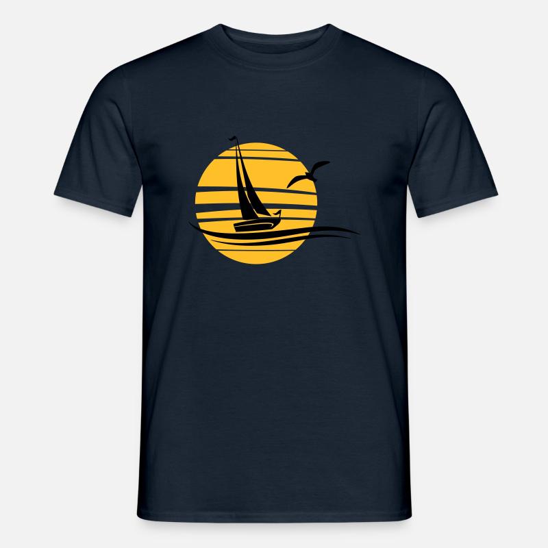 Segelschiff Boot Sonne Wasser - Männer T-Shirt - Navy