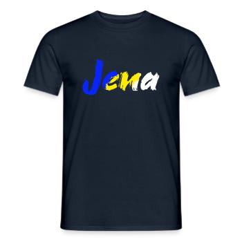 Jena Schriftzug - Männer T-Shirt - Navy - Vorne - AI Model Male 178 light (178cm)
