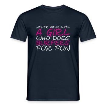 Ne jouez jamais avec une fille qui fait des burpees pour le plaisir 3 - T-shirt homme - marine - Devant - AI Model Male 178 light (178cm)