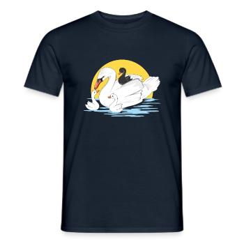 Weiße Schwanenmutter und ihre drei Babys - Männer T-Shirt - Navy - Vorne - AI Model Male 178 light (178cm)