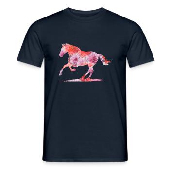 Cheval de fleur - T-shirt homme - marine - Devant - AI Model Male 178 light (178cm)