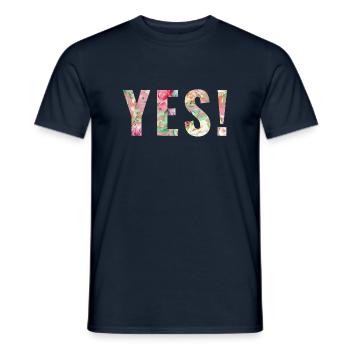 YES - Flowers! customizable - Men's T-Shirt - navy - Front - AI Model Male 178 light (178cm)